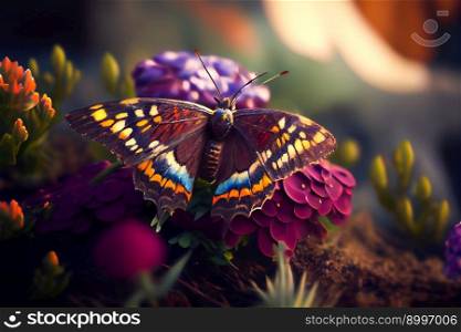 Beautiful butterfly on a flower.  Generative AI
