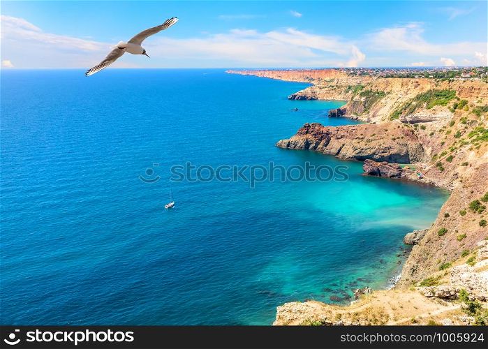 Beautiful cape Fiolent and azure water of the Black sea in Crimea.. Beautiful cape Fiolent and azure water of the Black sea in Crimea