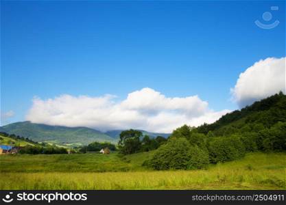 beautiful Carpathian landscapes little village in summer. Carpathian nature in summer
