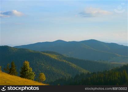 Beautiful Carpathians Mountains at sunset. Romania