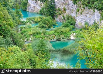 Beautiful cascade waterfalls in Plitvice Lakes National Park, Croatia. Beautiful waterfalls in Plitvice Lakes, Croatia