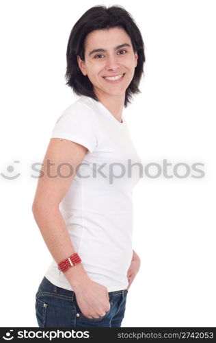 beautiful casual woman portrait posing isolated on white background