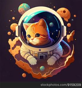 Beautiful cat in outer spacefirst trip to space generative AI