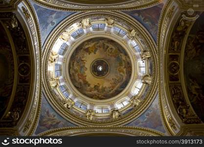 Beautiful ceiling of a church in Russia