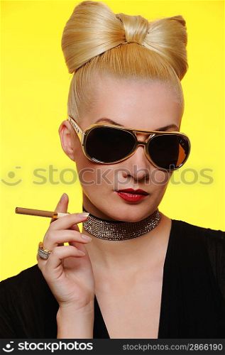 Beautiful charming lady with a cigarette