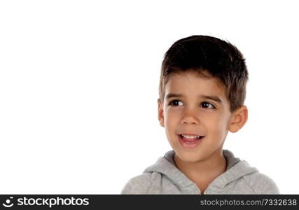 Beautiful child with black eyes isolated on a white background