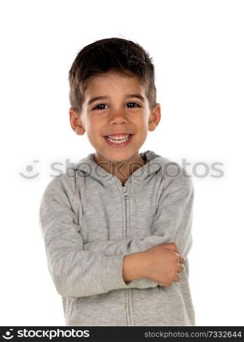 Beautiful child with black eyes isolated on a white background