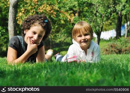 beautiful children posing in fashionable clothing outdoor