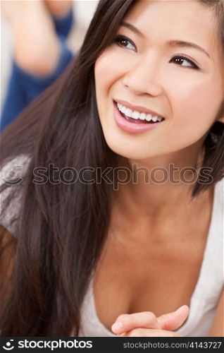 Beautiful Chinese Oriental Asian Woman Relaxing & Smiling