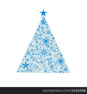 Beautiful christmas decoration of stars tree isolated on white