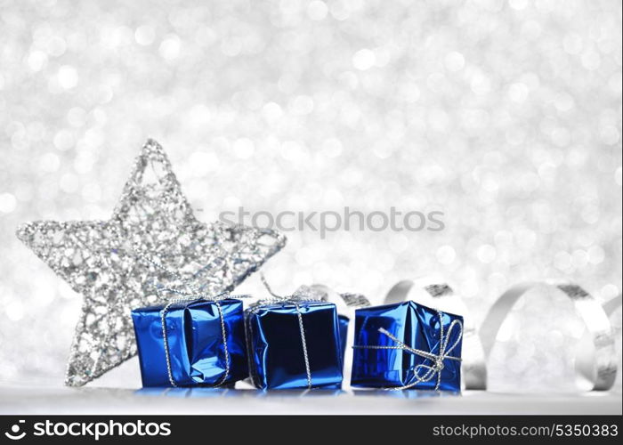 Beautiful christmas decoration over shiny glitter background