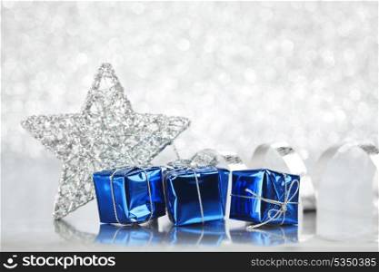 Beautiful christmas decoration over shiny glitter background
