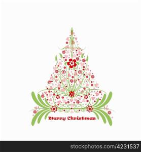 Beautiful christmas decoration with floral and heart pattern