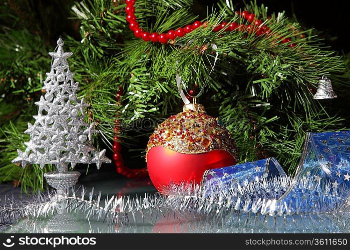 Beautiful christmas decorations for a christmas tree