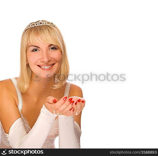 Beautiful Christmas princess isolated on white background