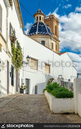 Beautiful Church of Our Lady of Consolation in the Mediterranean village of Altea, Alicante province, Spain