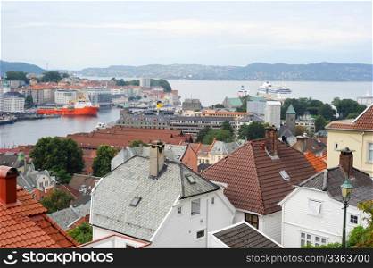 beautiful city view of Bergen, Norway
