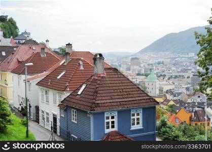 beautiful city view of Bergen, Norway