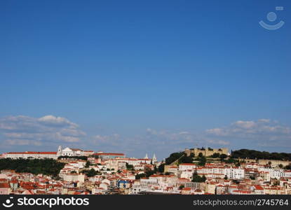 beautiful cityscape of Lisbon with Graca Church and Sao Jorge Castle, Portugal (from left to right)