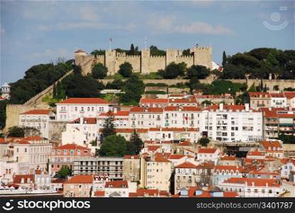 beautiful cityscape of Lisbon with Sao Jorge Castle, Portugal