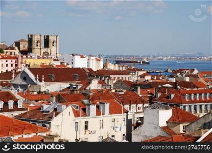 beautiful cityscape of Lisbon with Se Cathedral, Portugal