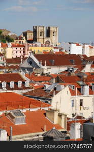 beautiful cityscape of Lisbon with Se Cathedral, Portugal