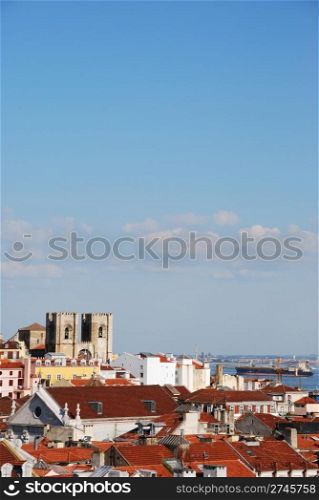 beautiful cityscape of Lisbon with Se Cathedral, Portugal