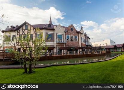 Beautiful cityscape of old european houses on canal