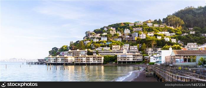Beautiful cityscape of Sausalito Resort town for San Francisco people in North California USA West Coast of Pacific Ocean, San Francisco United States Landmark Travel Destination cityscape concept.