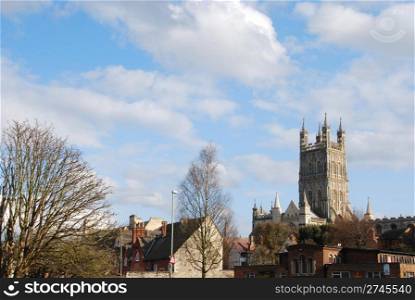 beautiful cityscape to the famous Gloucester Cathedral, England (United Kingdom)