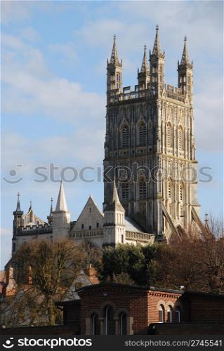 beautiful cityscape to the famous Gloucester Cathedral, England (United Kingdom)