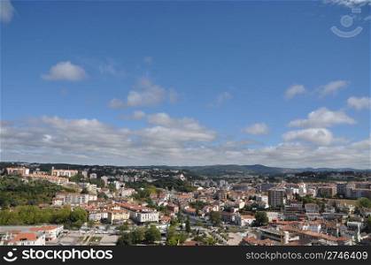 beautiful cityscape view of Leiria, Portugal (blue sky)