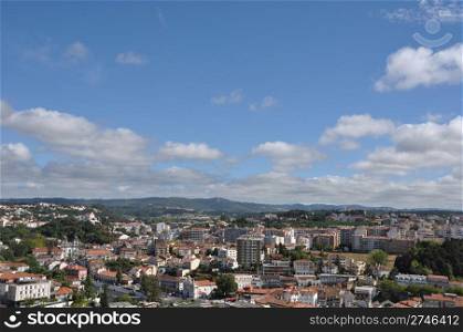 beautiful cityscape view of Leiria, Portugal (blue sky)