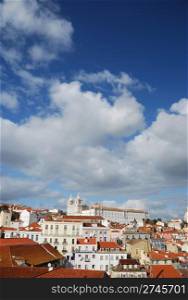 beautiful cityscape view of Sao Vicente de Fora church in Lisbon, Portugal
