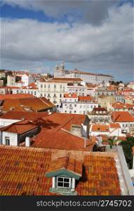 beautiful cityscape view of Sao Vicente de Fora church in Lisbon, Portugal