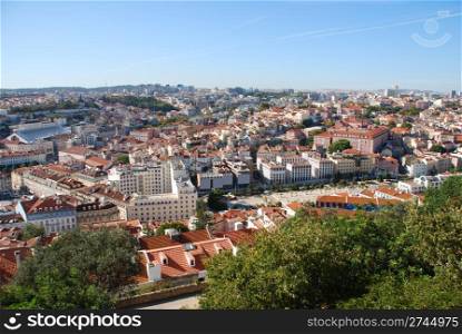 beautiful cityscape view of the capital of Portugal, Lisbon (sky background)
