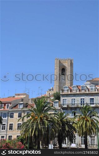 beautiful cityscape with Se Cathedral in Lisbon, Portugal