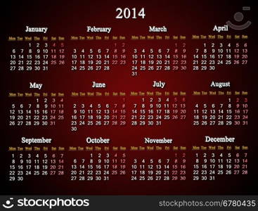 beautiful claret and unusual calendar for 2014 year