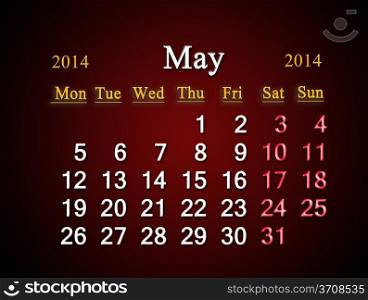 beautiful claret calendar for the May of 2014