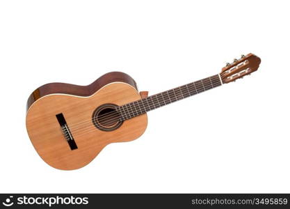 Beautiful classical guitar isolated on white background