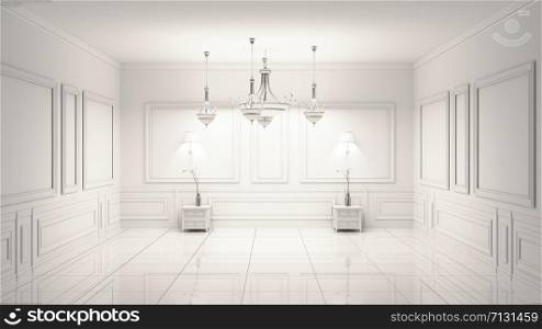 Beautiful classical luxury white interior. 3D rendering
