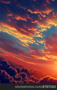 Beautiful clouds at sunset 3d illustrated