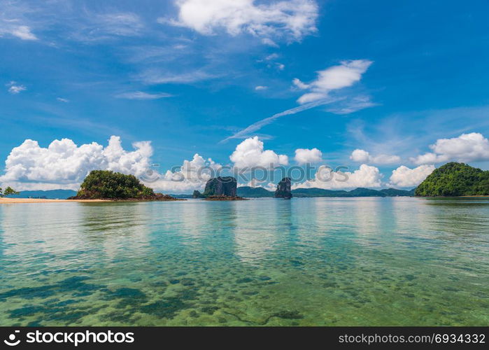 beautiful clouds over the calm sea bay in the Andaman Sea of Thailand