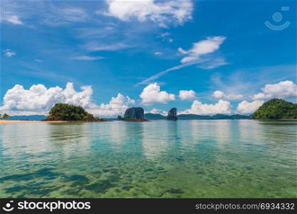 beautiful clouds over the calm sea bay in the Andaman Sea of Thailand