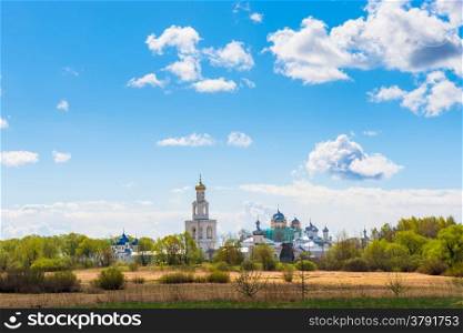 beautiful clouds over the monastery in Novgorod