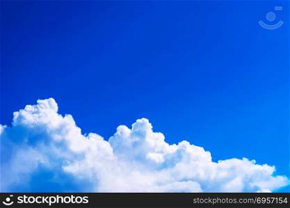 Beautiful cloudy blue sky background copy space. Clear blue sky with fluffy clouds. . Beautiful cloudy blue sky background copy space