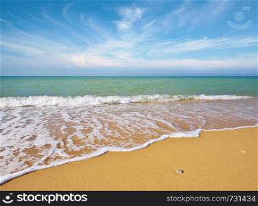 Beautiful coast of beach at day. Nature composition.