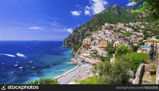 Beautiful coastal towns of Italy - scenic Positano in Amalfi coast.
