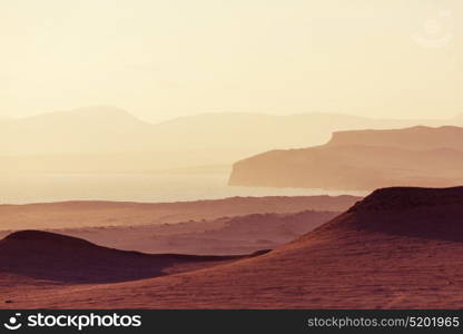 Beautiful coastline landscapes in Paracas National Reserve, Ica Region, Pacific coast of Peru.