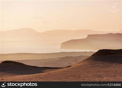Beautiful coastline landscapes in Paracas National Reserve, Ica Region, Pacific coast of Peru.